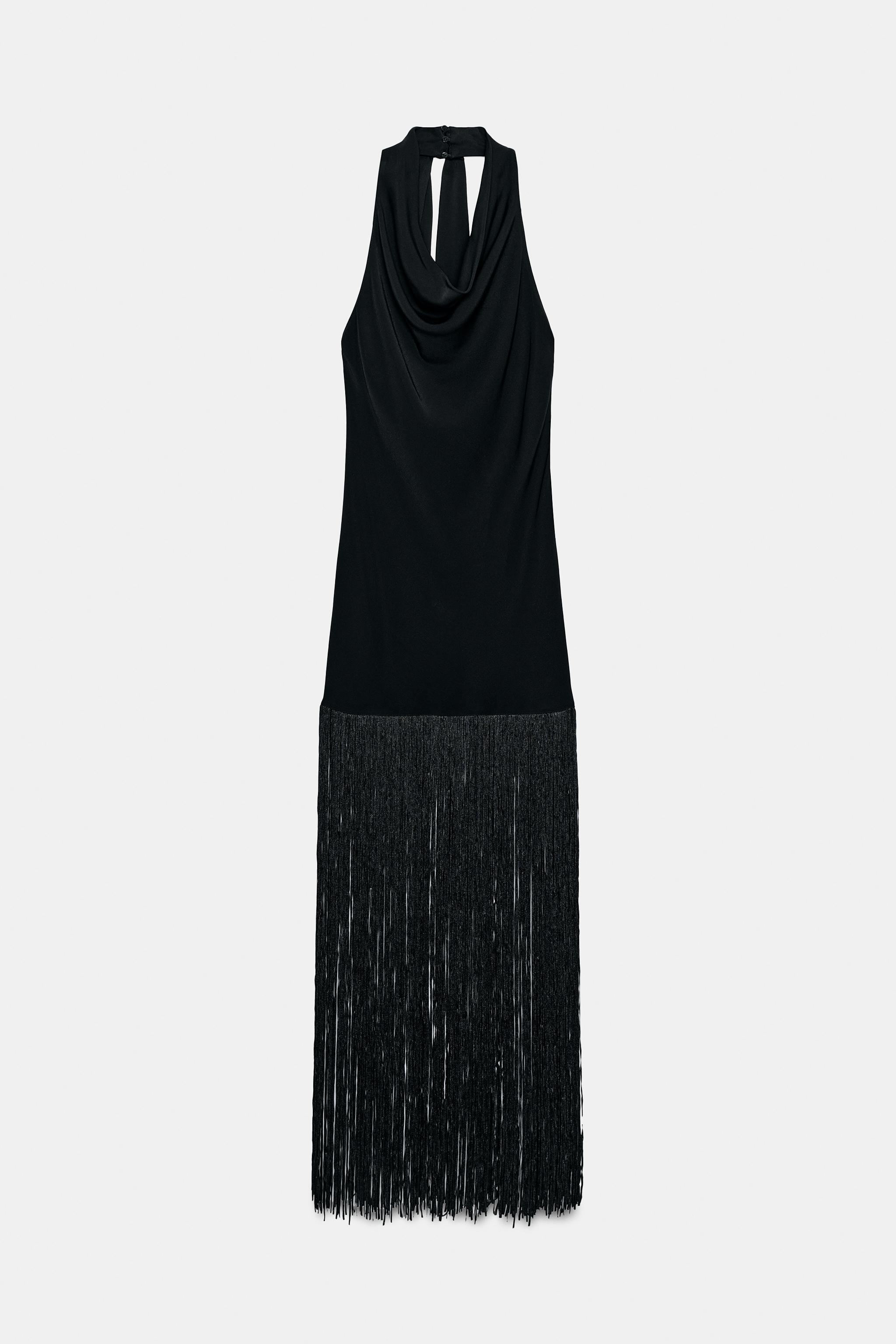 ZW COLLECTION FRINGED HALTER DRESS